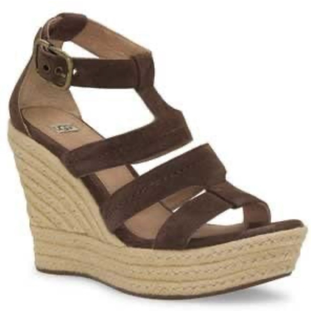 UGG Dark Brown Wedge Sandals - Picture 4 of 7